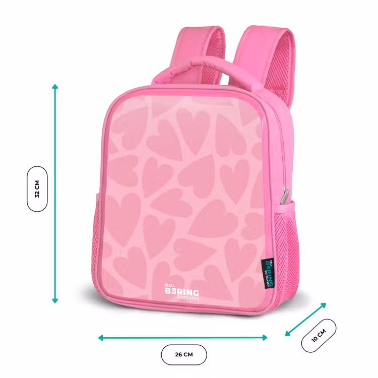 Roze hartjes patroon Kinderrugzak - Roze middel -productfoto_formaten