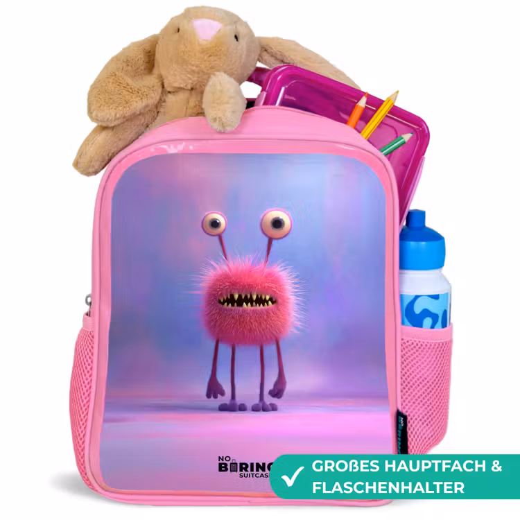 Roze harig monster met grote ogen Kinderrugzak - Roze middel -inhoud_DE