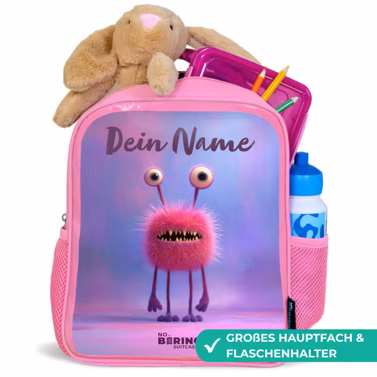 Roze harig monster met grote ogen Kinderrugzak - Roze middel -inhoud_DE