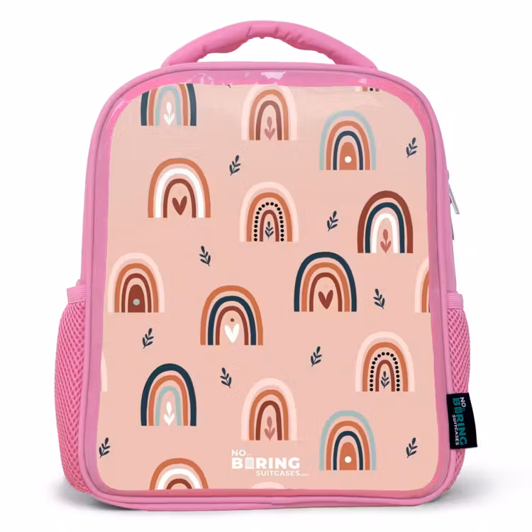 Roze regenbogen patroon Kinderrugzak - Roze middel -3d