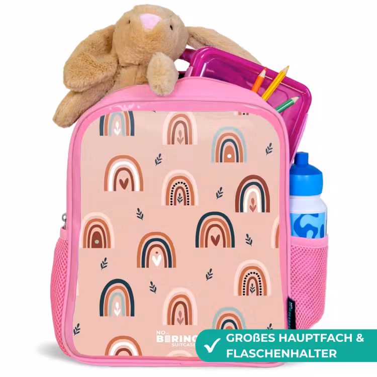 Roze regenbogen patroon Kinderrugzak - Roze middel -inhoud_DE
