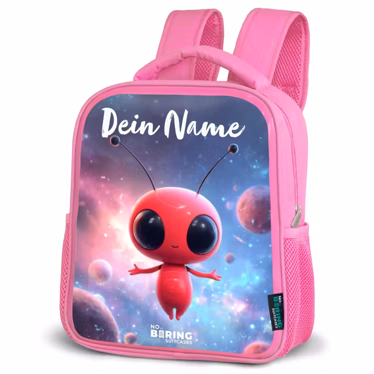 Rood Ruimtewezen in Kosmische Dans Kinderrugzak - Roze middel -schuin