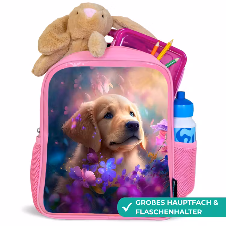 Rudy Retriever Kinderrugzak - Roze middel -inhoud_DE