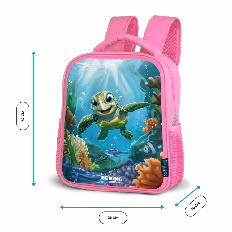Schildpad in kleurrijke onderwaterwereld Kinderrugzak - Roze middel -productfoto_formaten