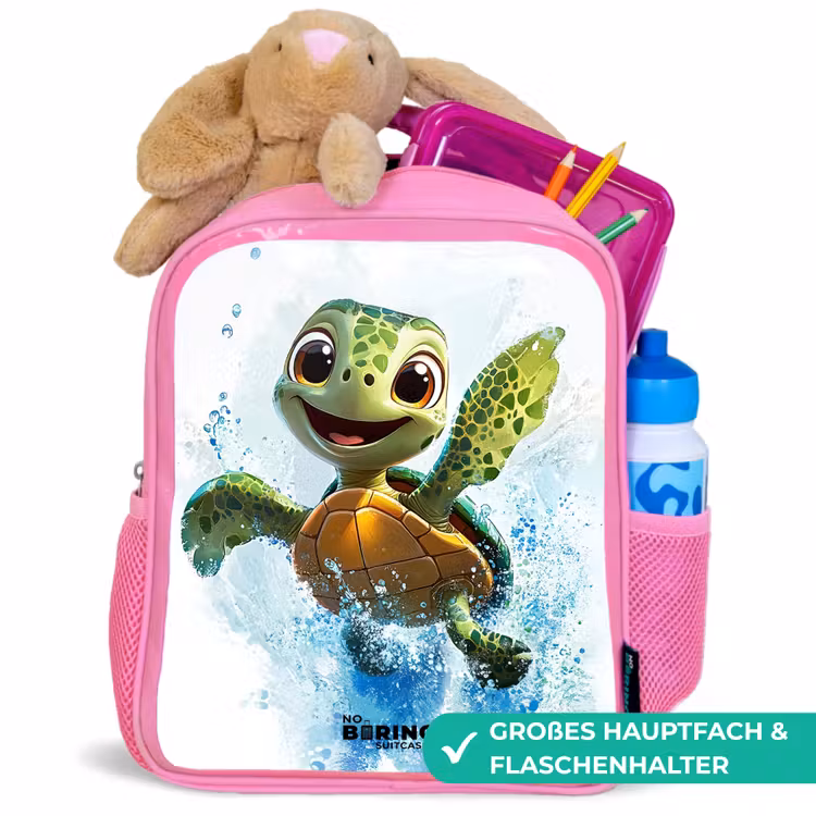 Schildpad - Water - Groen Kinderrugzak - Roze middel -inhoud_DE