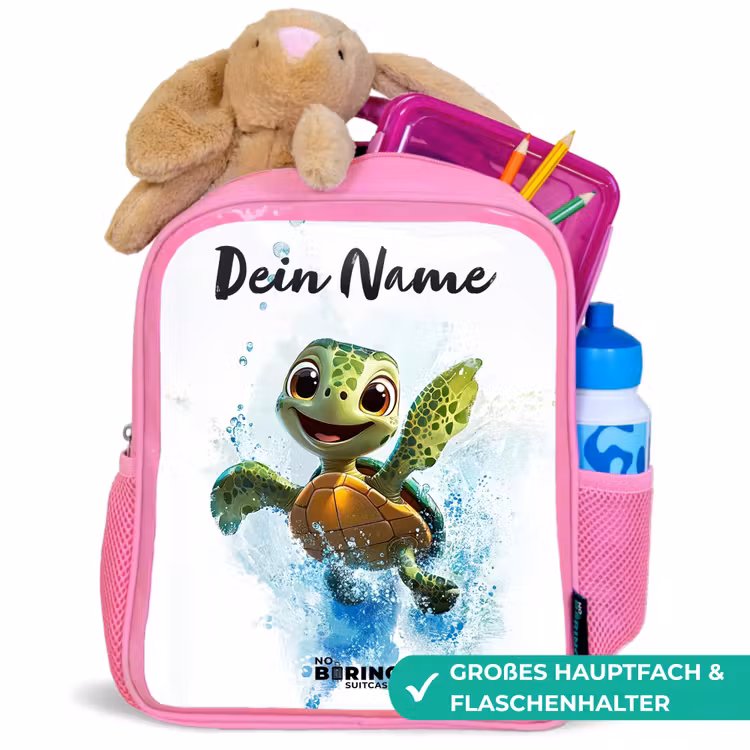 Schildpad - Water - Groen Kinderrugzak - Roze middel -inhoud_DE