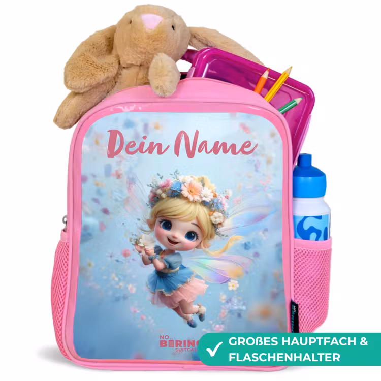 Vlinderfee in Bloemenlucht Kinderrugzak - Roze middel -inhoud_DE