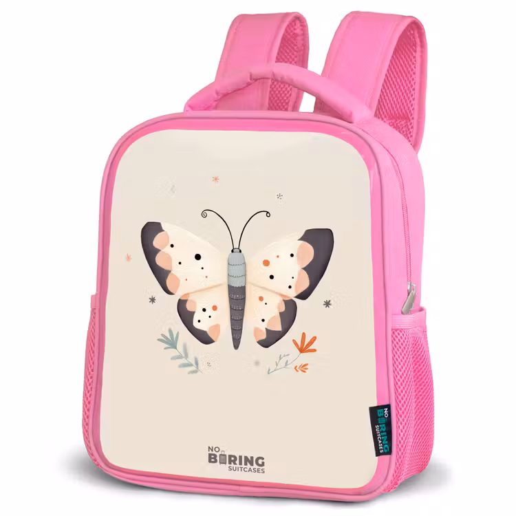Vlinder in neutrale pastel kleuren Kinderrugzak - Roze middel -schuin