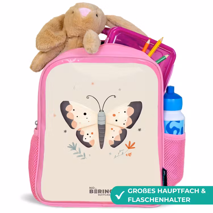Vlinder in neutrale pastel kleuren Kinderrugzak - Roze middel -inhoud_DE