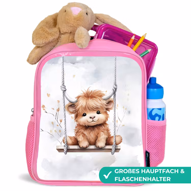 Schotse hooglander - Dier - Kinderen Kinderrugzak - Roze middel -inhoud_DE