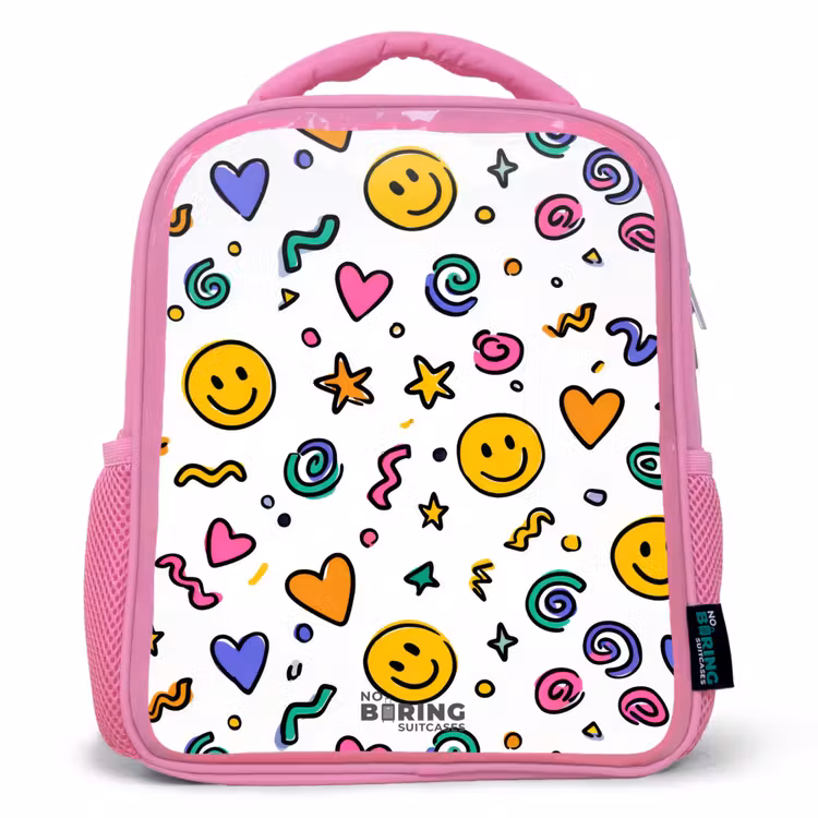Smiley - Hartje - Ster Kinderrugzak - Roze middel -3d