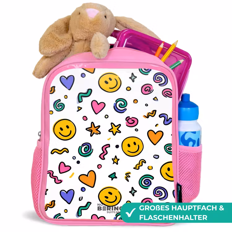 Smiley - Hartje - Ster Kinderrugzak - Roze middel -inhoud_DE