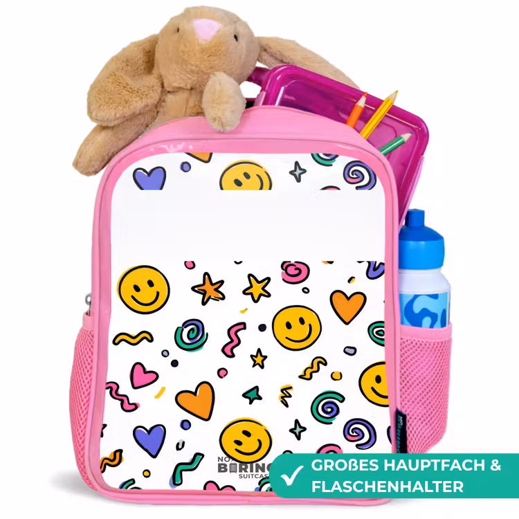 Smiley - Hartje - Ster Kinderrugzak - Roze middel -inhoud_DE