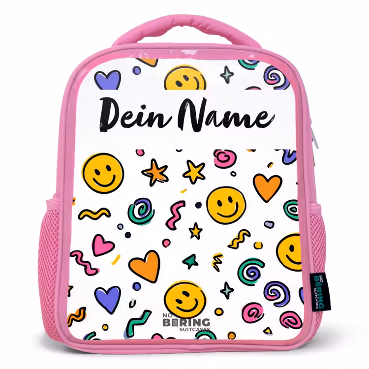 Smiley - Herz - Stern Kinderrugzak - Roze middel -3d