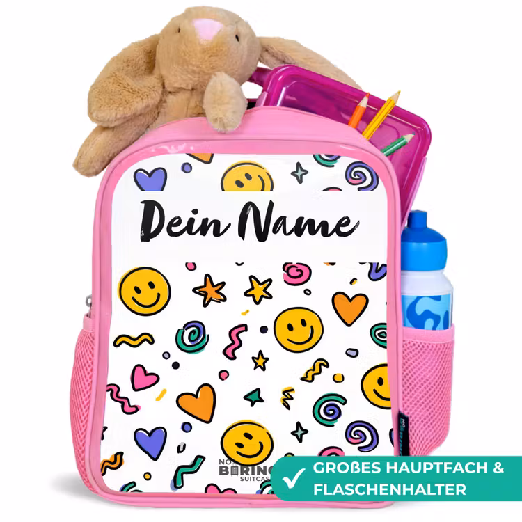 Smiley - Herz - Stern Kinderrugzak - Roze middel -inhoud_DE