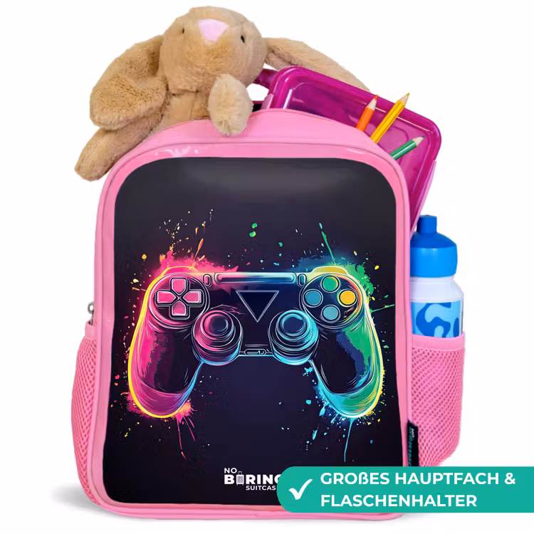 Game - Controller - Kleurrijk Kinderrugzak - Roze middel -inhoud_DE