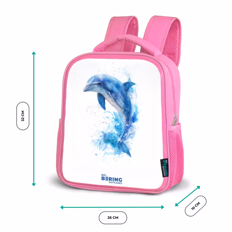 Springende blauwe dolfijn Kinderrugzak - Roze middel -productfoto_formaten