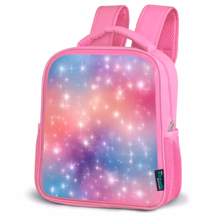 Sterren - Abstract - Kleuren Kinderrugzak - Roze middel -schuin