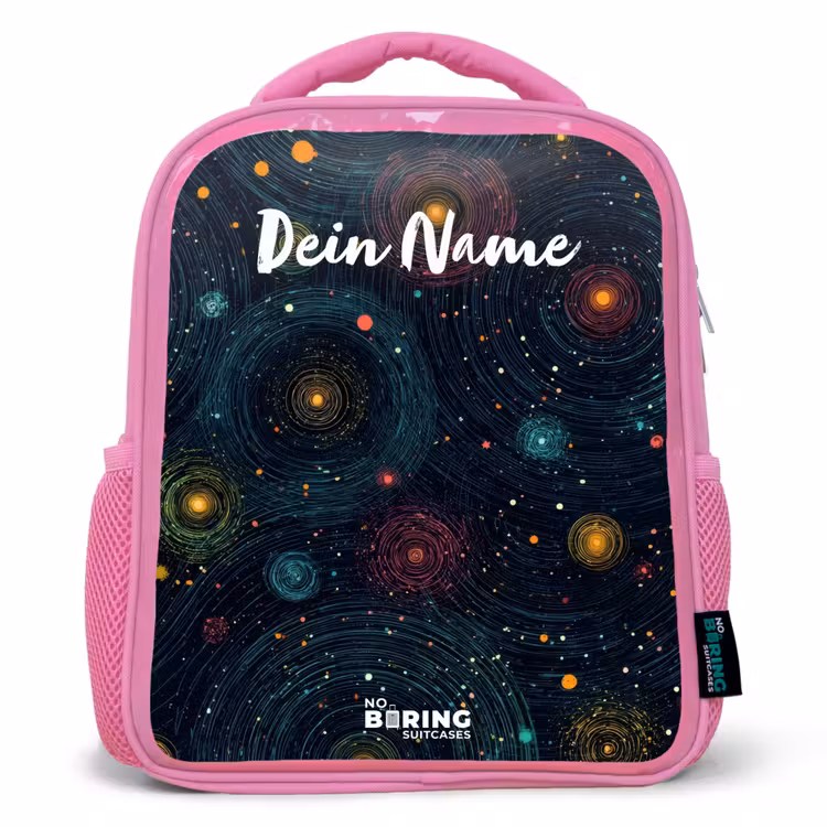 Sterren - Planeten - Kleurrijk Kinderrugzak - Roze middel -3d