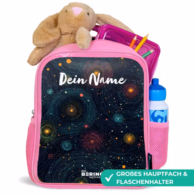 Sterren - Planeten - Kleurrijk Kinderrugzak - Roze middel -inhoud_DE