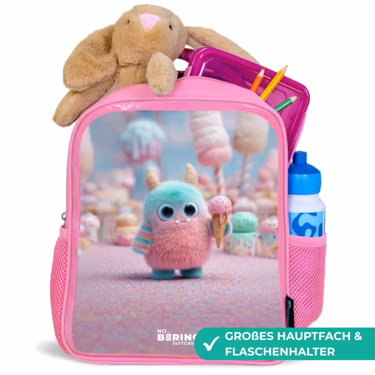 Zoet Monstersnoep Avontuur Kinderrugzak - Roze middel -inhoud_DE