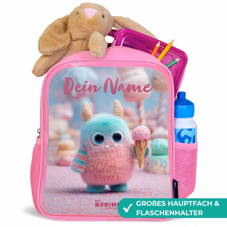 Zoet Monstersnoep Avontuur Kinderrugzak - Roze middel -inhoud_DE