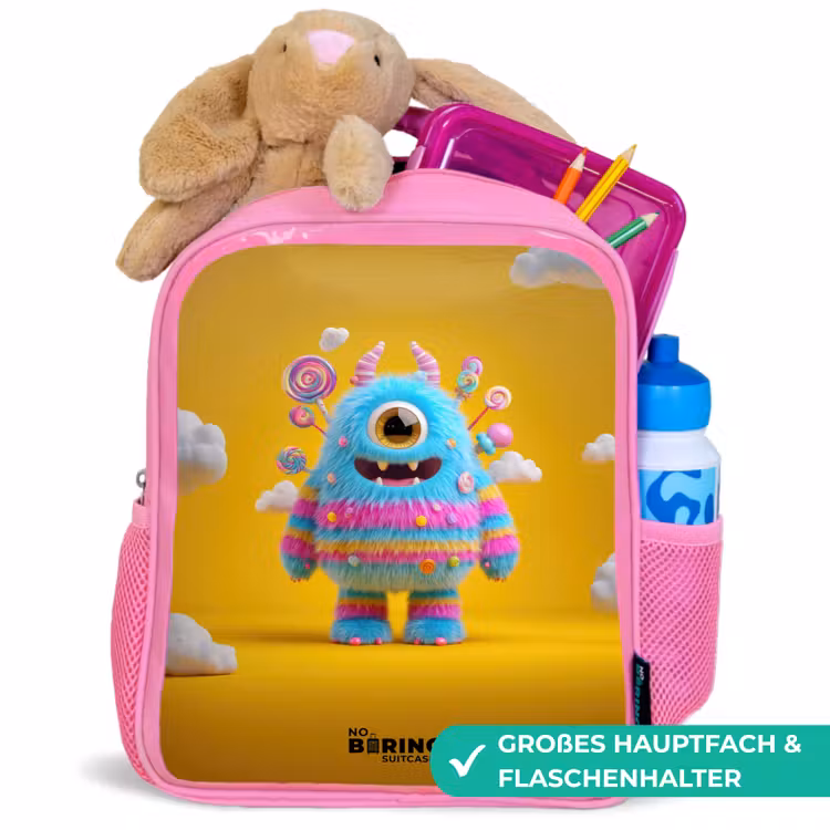 Snoep - Monster - Regenboog Kinderrugzak - Roze middel -inhoud_DE
