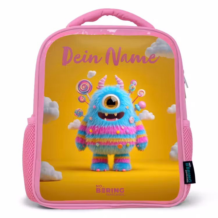 Snoep - Monster - Regenboog Kinderrugzak - Roze middel -3d