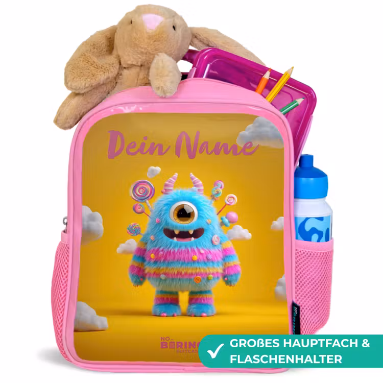 Snoep - Monster - Regenboog Kinderrugzak - Roze middel -inhoud_DE