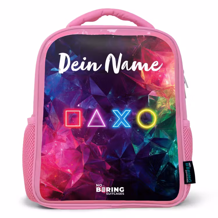 Symbolen - Game - Kleurrijk Kinderrugzak - Roze middel -3d