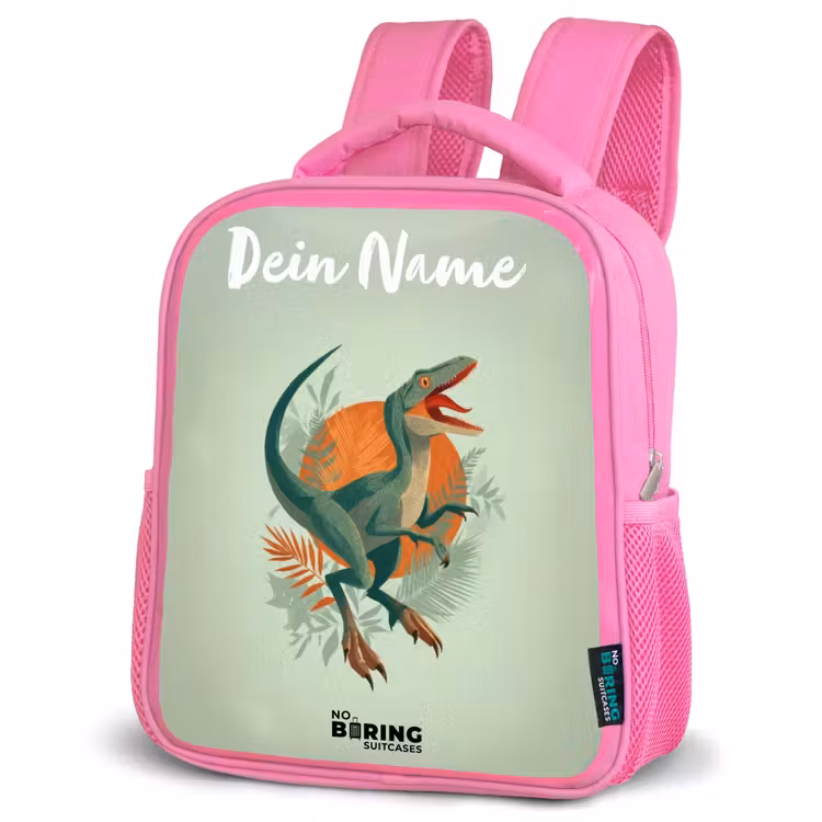 Dier - Dino - Natuur Kinderrugzak - Roze middel -schuin