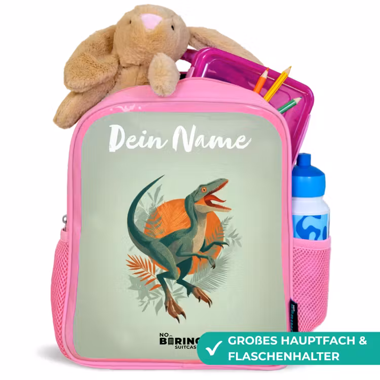 Dier - Dino - Natuur Kinderrugzak - Roze middel -inhoud_DE