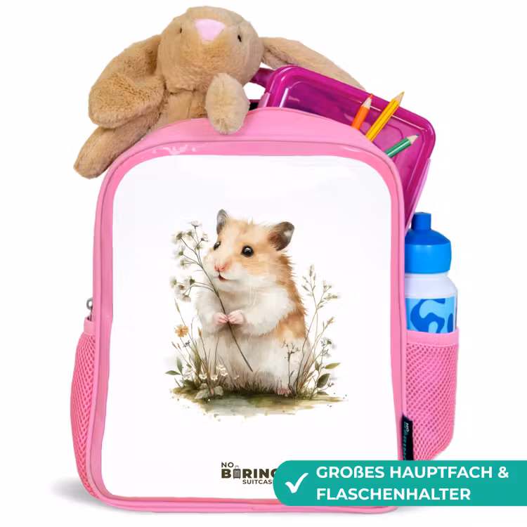 Dier - Natuur - Hamster Kinderrugzak - Roze middel -inhoud_DE