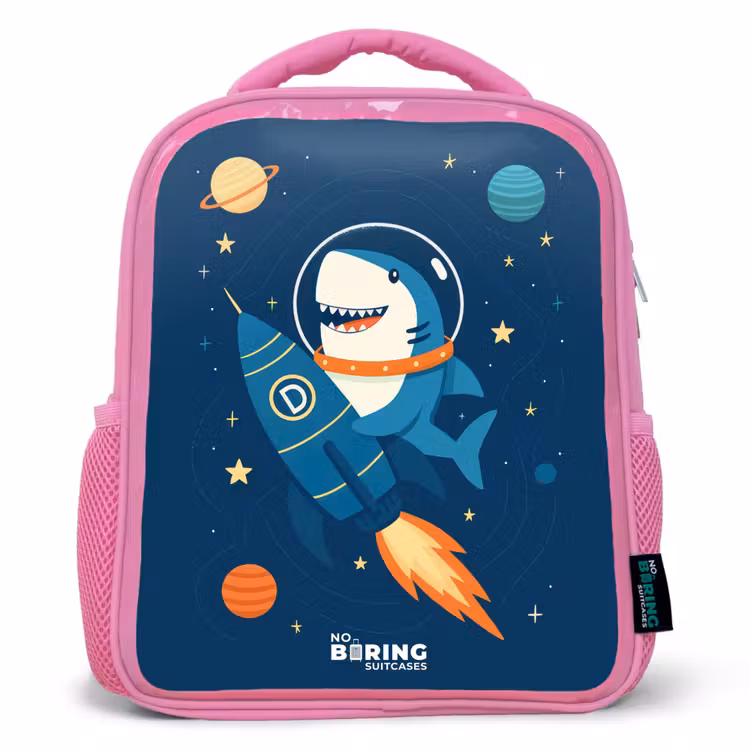 Dier - Ruimte - Planeet - Raket Kinderrugzak - Roze middel -3d
