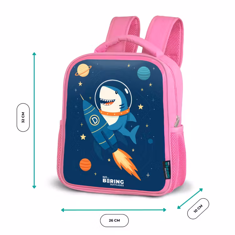 Dier - Ruimte - Planeet - Raket Kinderrugzak - Roze middel -productfoto_formaten