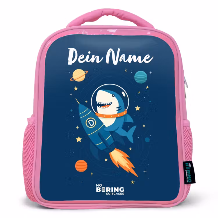 Dier - Ruimte - Planeet - Raket Kinderrugzak - Roze middel -3d