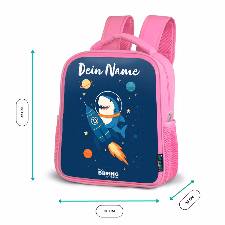 Dier - Ruimte - Planeet - Raket Kinderrugzak - Roze middel -productfoto_formaten
