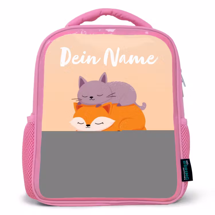 Dieren - Slapen - Samen Kinderrugzak - Roze middel -3d