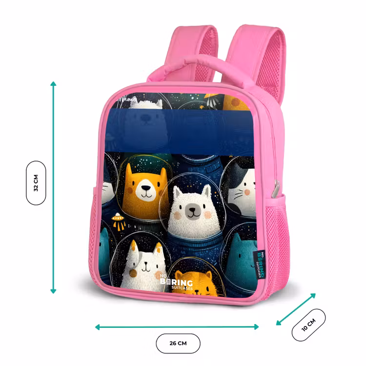 Dieren - Sterren - Planeten - Astronaut Kinderrugzak - Roze middel -productfoto_formaten