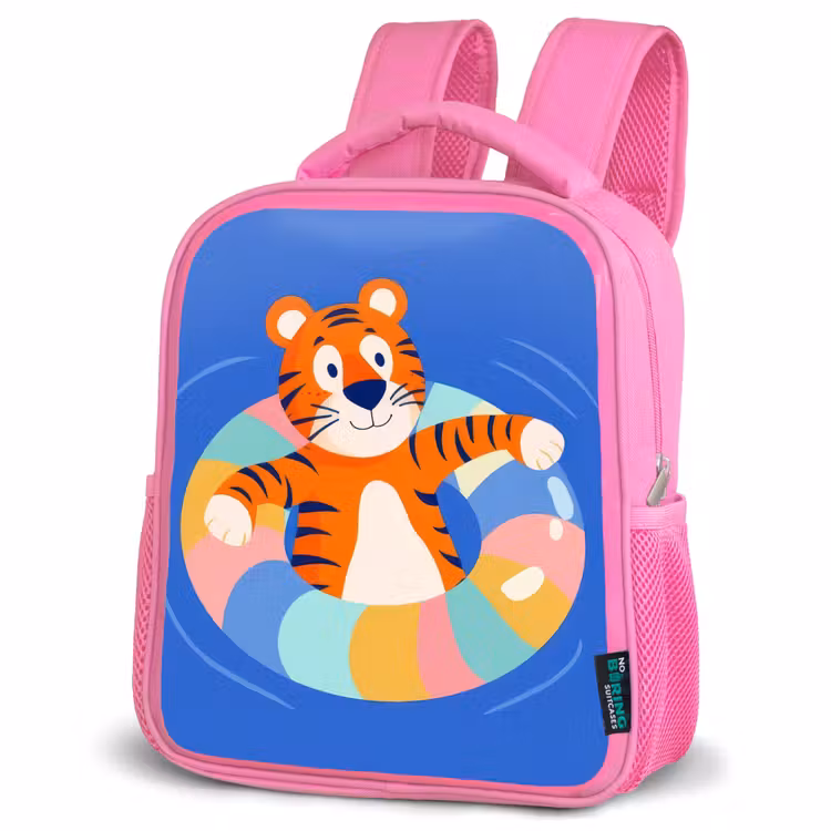 Tijger - Zwemband - Water Kinderrugzak - Roze middel -schuin