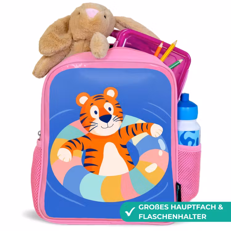 Tijger - Zwemband - Water Kinderrugzak - Roze middel -inhoud_DE