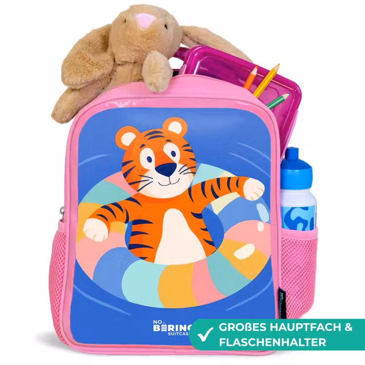 Tijger - Zwemband - Water Kinderrugzak - Roze middel -inhoud_DE