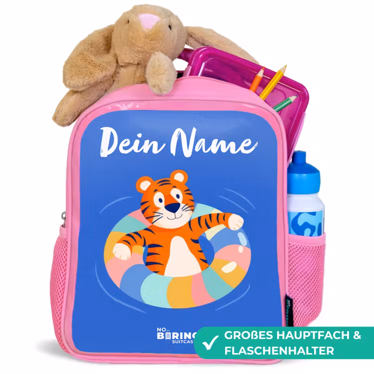 Tijger - Zwemband - Water Kinderrugzak - Roze middel -inhoud_DE