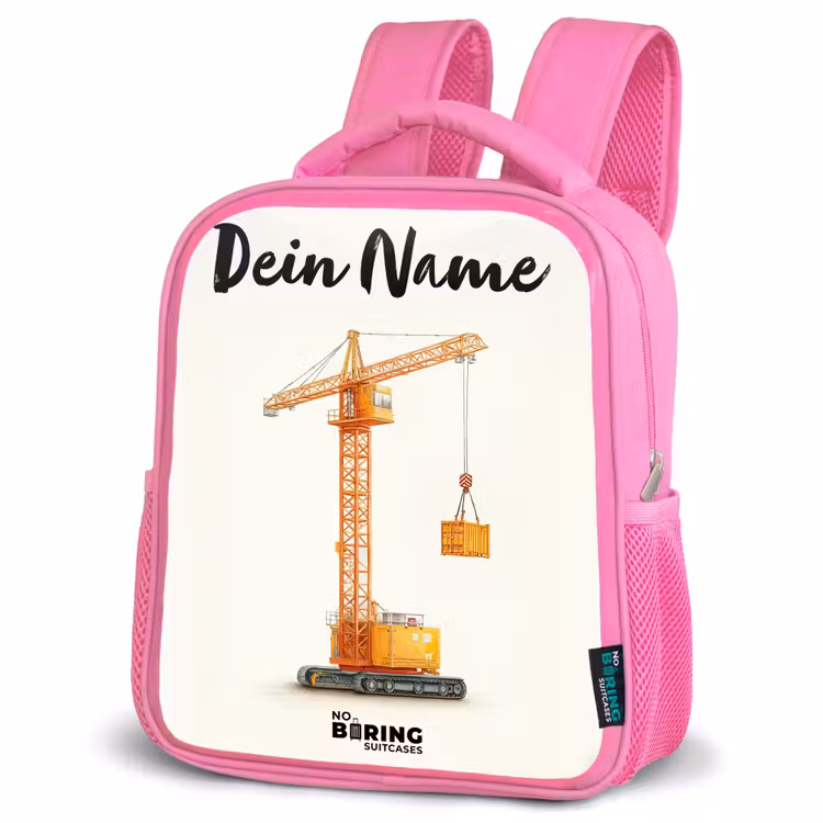 Torenkraan - Getekend - Oranje Kinderrugzak - Roze middel -schuin