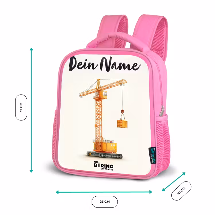 Torenkraan - Getekend - Oranje Kinderrugzak - Roze middel -productfoto_formaten