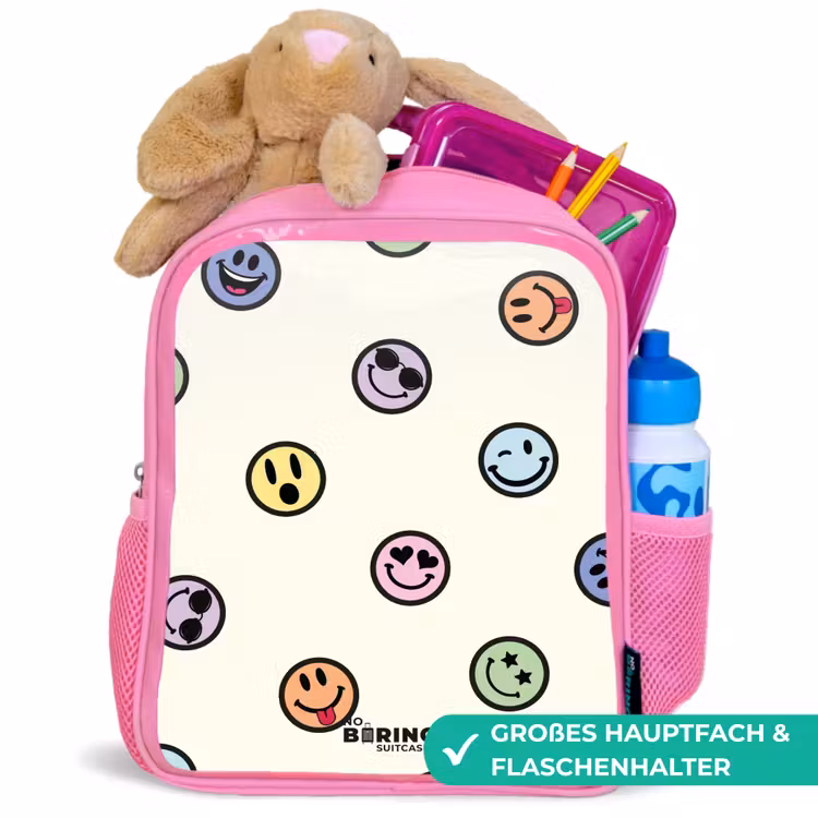 Speelse smiley-mix Kinderrugzak - Roze middel -inhoud_DE