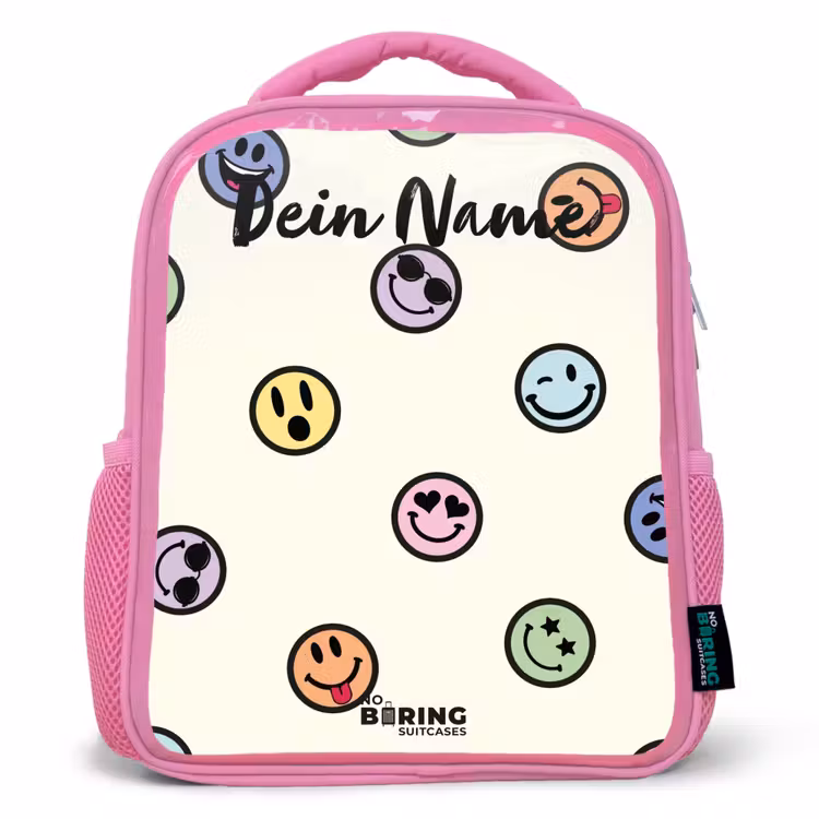 Speelse smiley-mix Kinderrugzak - Roze middel -3d
