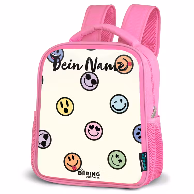 Speelse smiley-mix Kinderrugzak - Roze middel -schuin