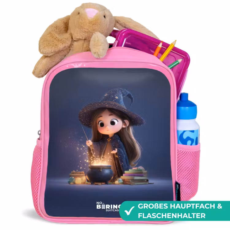 Betoverend meisje met ketel Kinderrugzak - Roze middel -inhoud_DE