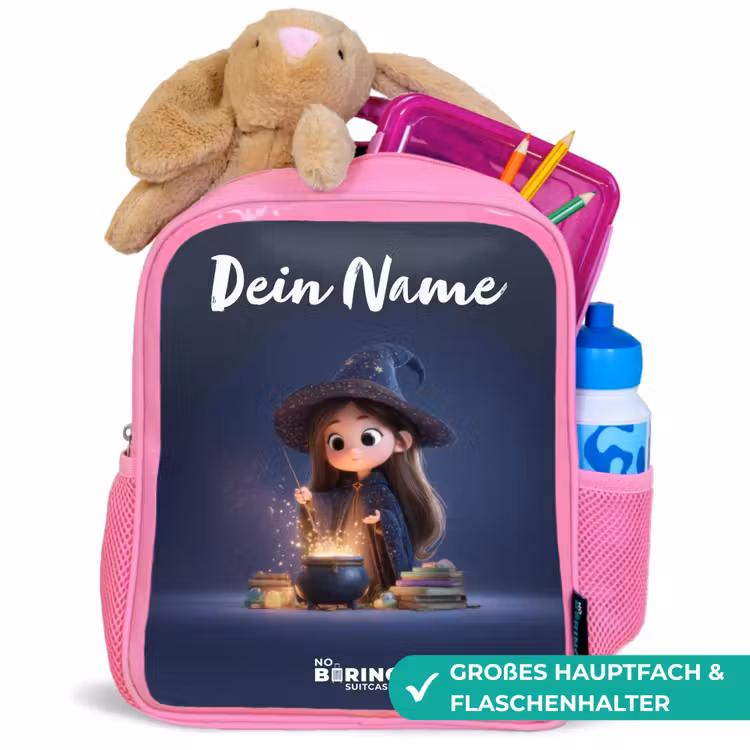 Betoverend meisje met ketel Kinderrugzak - Roze middel -inhoud_DE